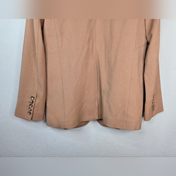 A.L.C Women Maverick Blazer Jacket  Coat Sz 2 Tan Orange Long Line Lace Up Cinch - Picture 9 of 12